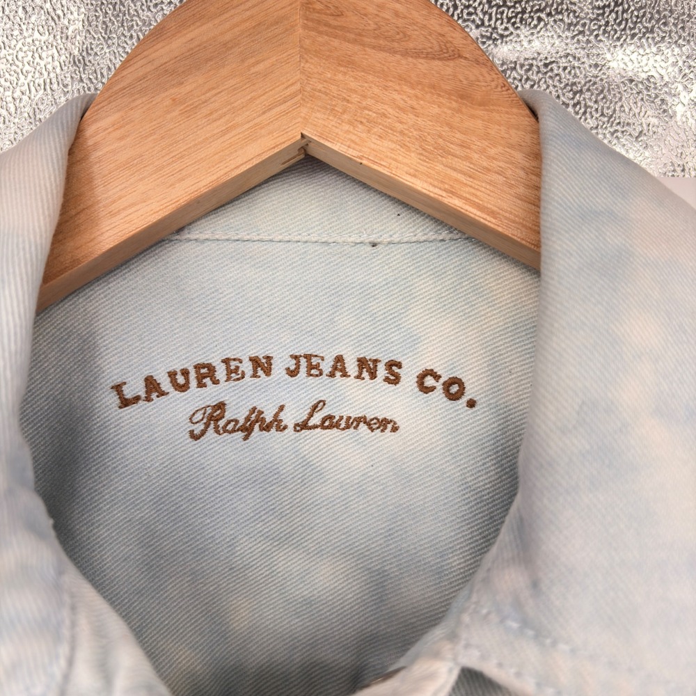 Lauren Ralph Lauren Jacket Womens XS Blue‎ Santorini Fash Tie Dye Denim Trucker - Picture 2 of 11